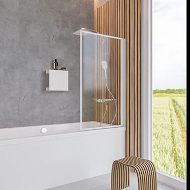Schulte Badewannenfaltwand, White Style, 80 x 140cm, 5 mm Sicherheitsglas mit Dekor „Frame“, 1-teilig, weiß, EP1650 70 230 im Sale